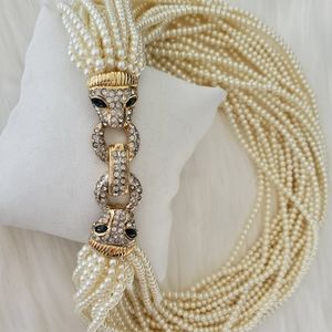 Vintage CAROLEE Double PANTHER Necklace